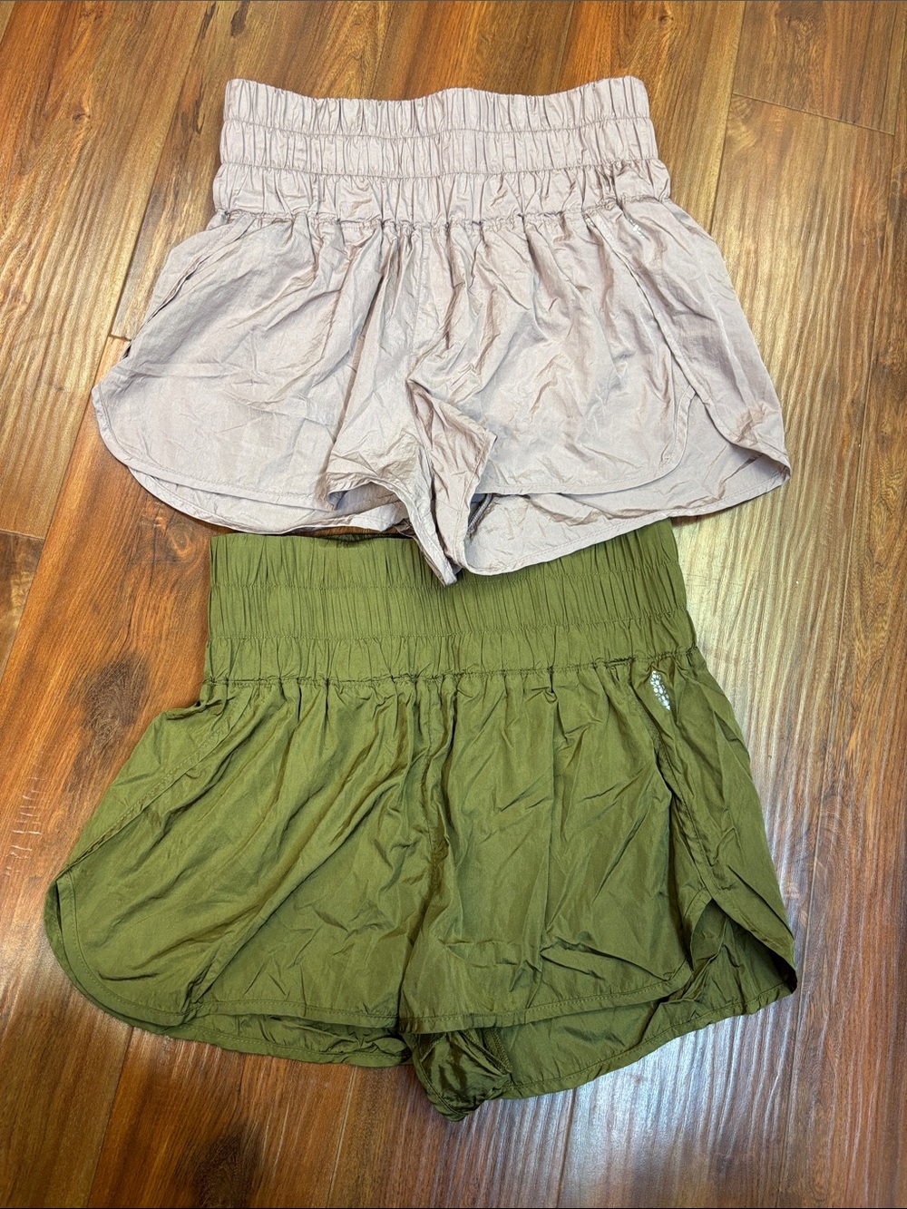 We The Free High-Waist Split Hem Shorts in Blush and Olive